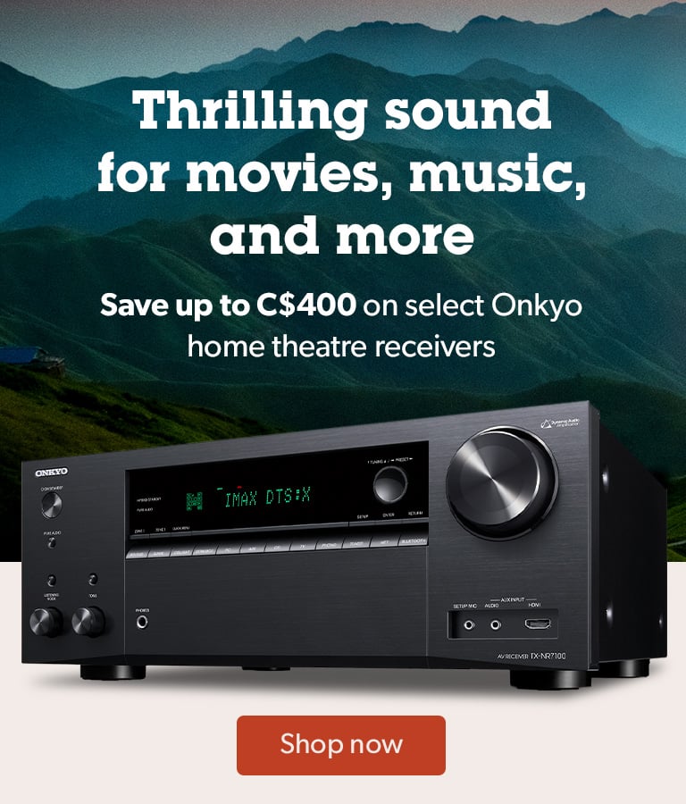 Thrilling sound for movies, music, and more. Save up to C$400 on select Onkyo home theatre receivers. Shop now.