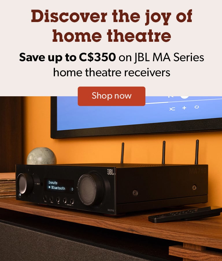 Discover the joy of home theatre. Save up to C$350 on JBL MA Series AV receivers.