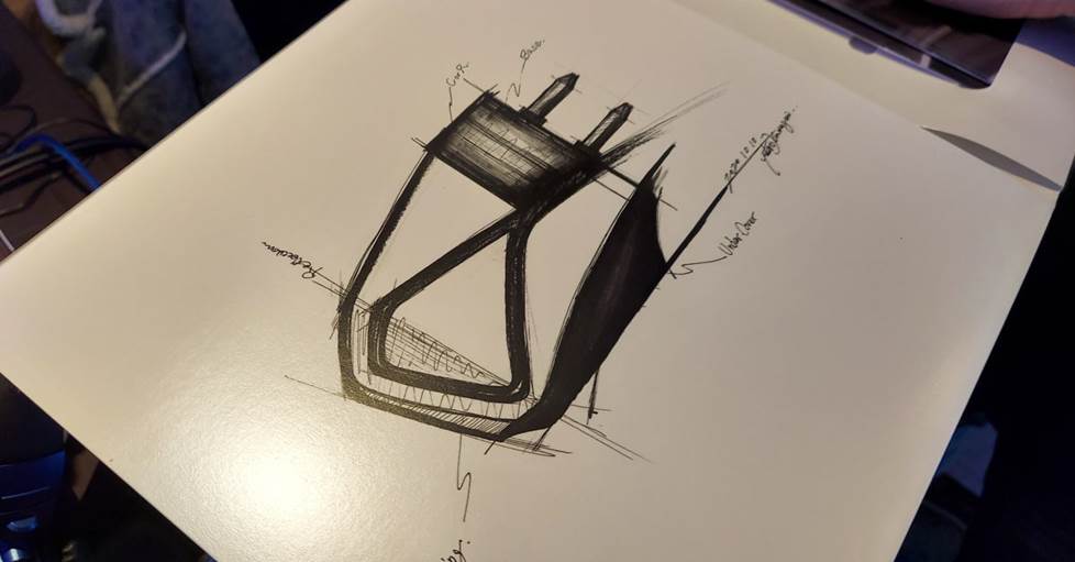 A sketch of the concept art for the turntable