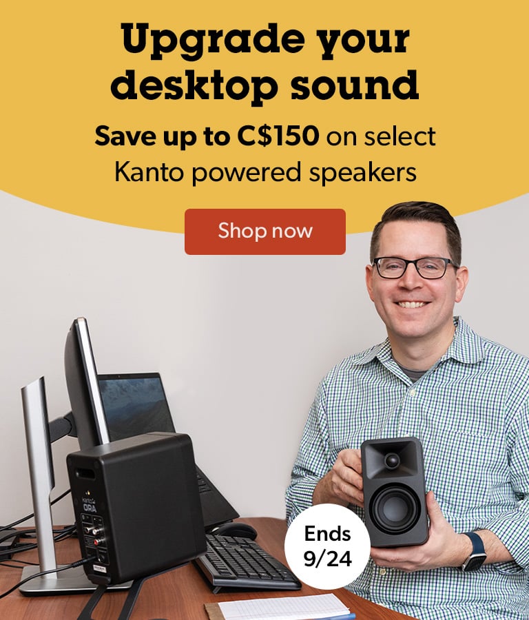Upgrade your desktop sound. Save up to C$150 on select Kanto powered speakers. Ends 9/24. Shop now