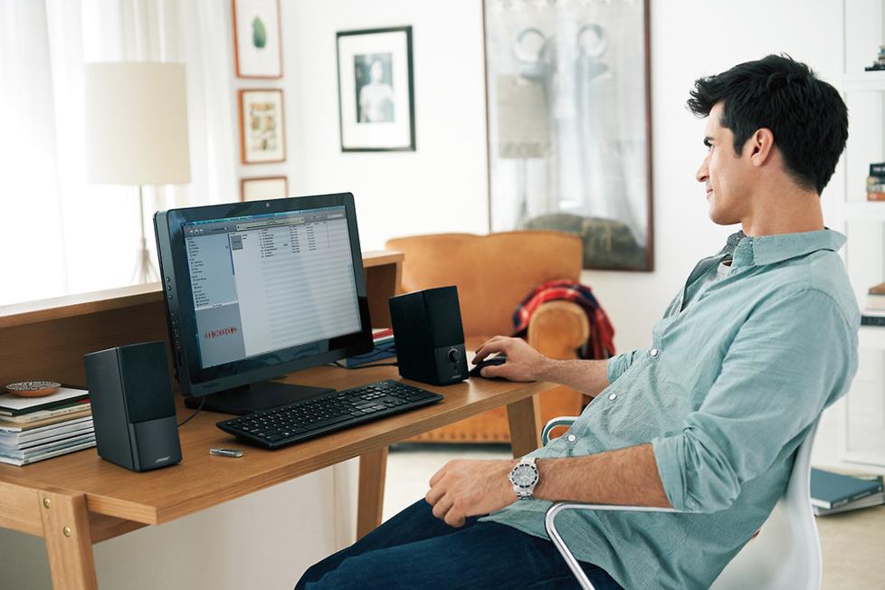 The Bose® Companion® 2 Series III speaker system produces enhanced sound at your connected workstation.