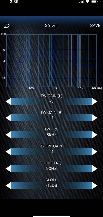 Kenwood Remote app screenshot crossover controls