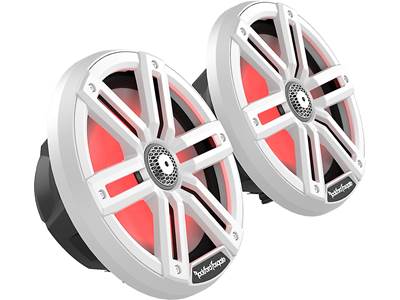 Rockford Fosgate M1-8 Color Optix 8" Marine Speakers - White Pair, RGB LED Lights, 150W RMS