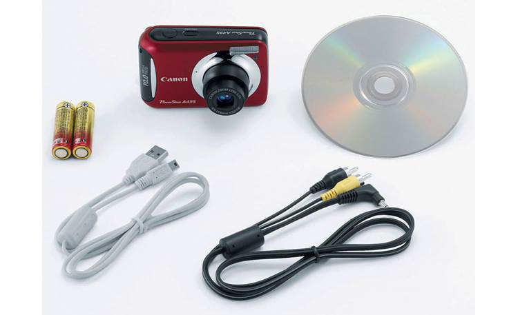 Canon PowerShot A495 (Red) 10-megapixel digital camera with 3.3X 