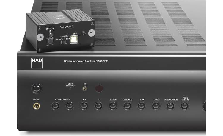 NAD C 356DAC DAC module on top of integrated amp for scale