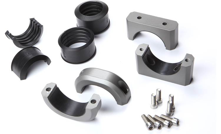 Kicker KMT674 Billet-aluminum brackets and clamp inserts adjust to seven common sizes