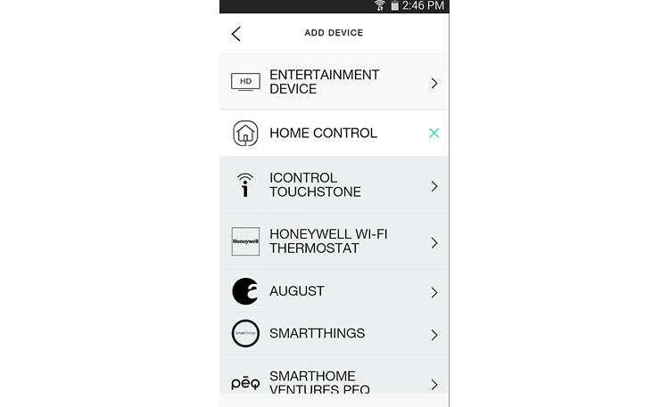 Logitech® Harmony® Companion Smartphone screenshot - device menu