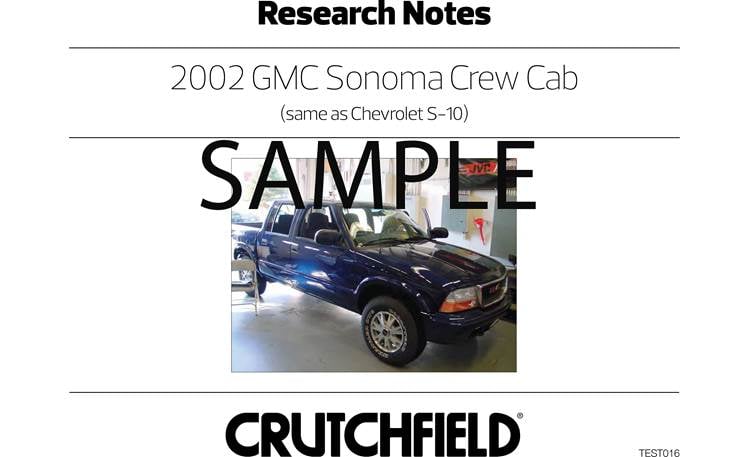 Crutchfield Vehicle-specific Instructions Instructions for 2002 GMC Sonoma