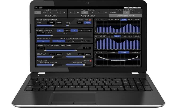 AudioControl D-4.800 Smart-User DSP tuning software (for DM-810 model) on a laptop