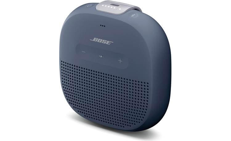Bose® SoundLink® Micro <em>Bluetooth®</em> speaker Blue with gray strap - right front