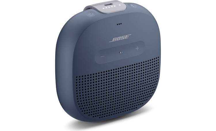 Bose® SoundLink® Micro <em>Bluetooth®</em> speaker Blue with gray strap - left front