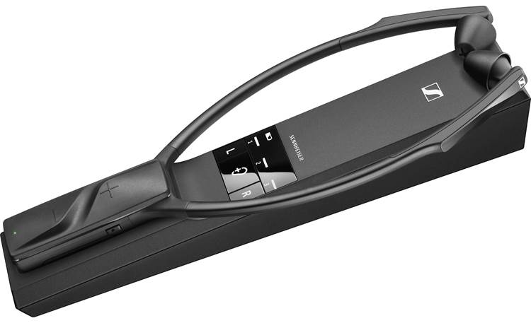 Sennheiser RS 5000 Wireless headset sits in transmitter's docking station to charge