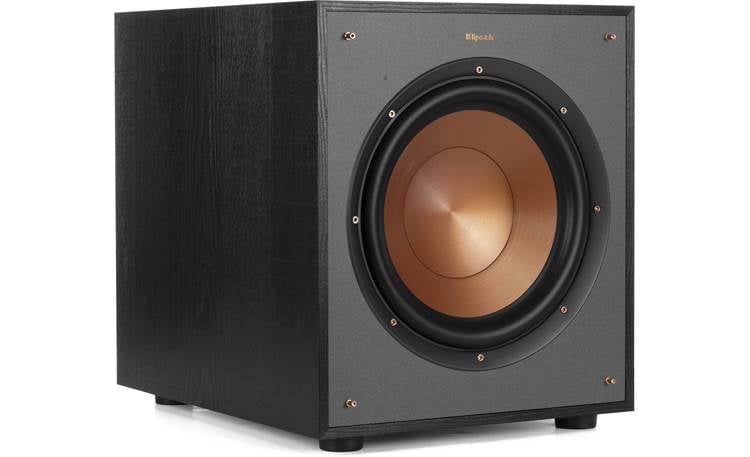 Klipsch R-100SW Angled view with grille removed