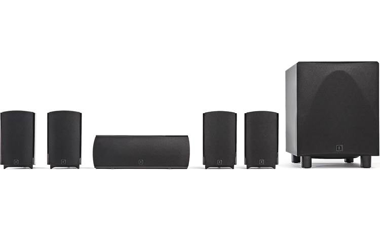 Definitive Technology ProCinema 6D Includes 4 satellite speakers, a center channel speaker, and a powered subwoofer