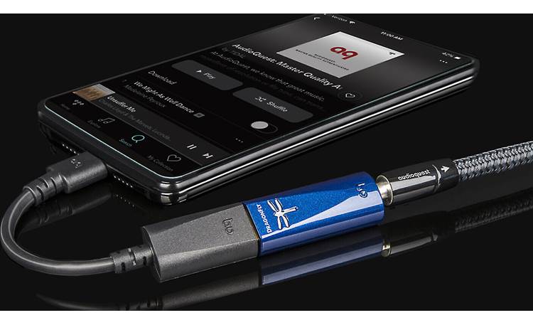 AudioQuest DragonFly® Cobalt USB-C adapter included for connecting your compatible Android phone