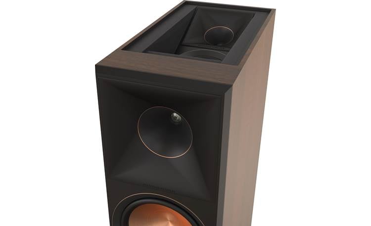 Klipsch Reference Premiere RP-8060FA II Close-up of tweeter and Atmos speaker