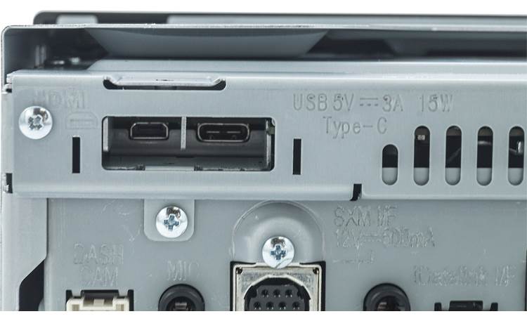 Kenwood Excelon Reference DMX958XR Recessed micro-HDMI and USB-C connections on the rear panel