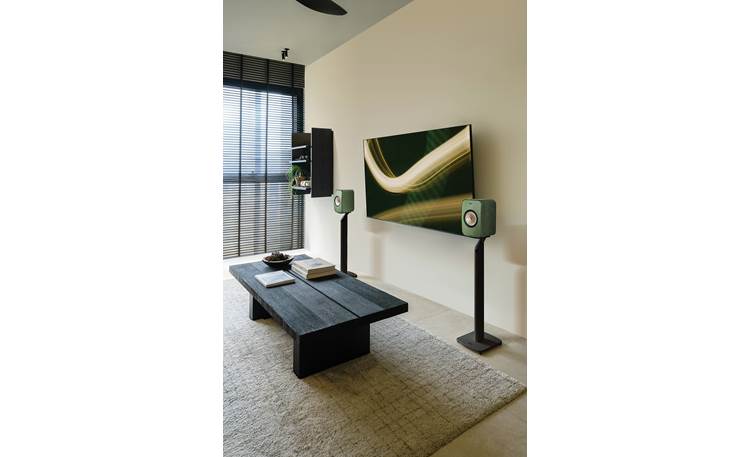 KEF LSX II Shown with matching KEF speaker stands, not included