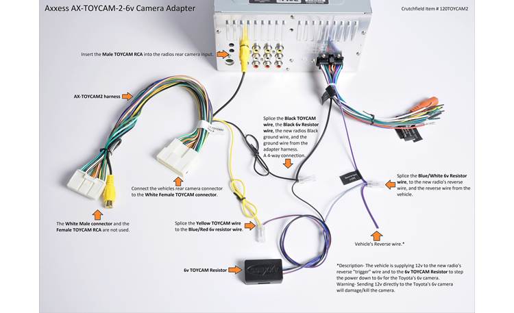 Metra AX-TOYCAM2-6V Backup Cam Adapter Tech Graphic 