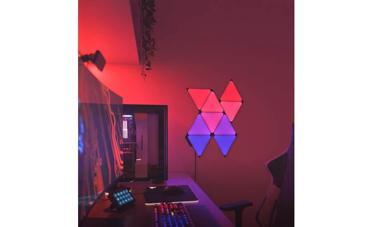 Nanoleaf Shapes Ultra Black Triangles Smarter Kit Mount with included double-sided tape or screw mounts (screws not included)