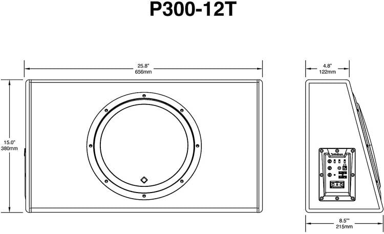 Rockford Fosgate P300-12T Dimensions