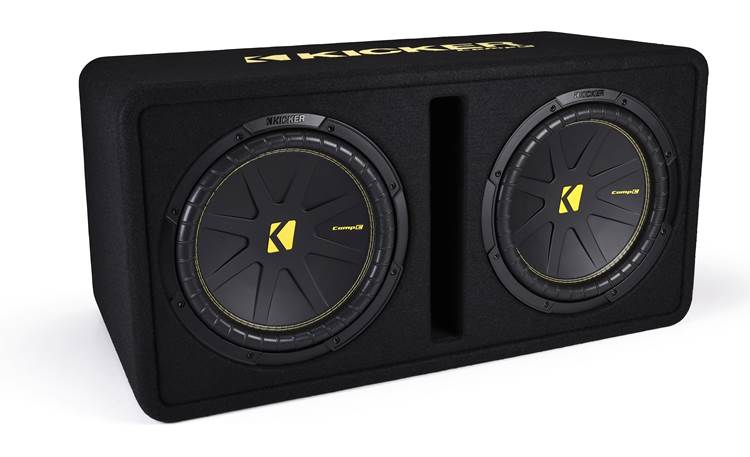 Kicker Box Subwoofer CompC 25cm - 2 Ohm - 300W RMS - Cassa Caricata Per Auto, Design Sottile Per Sotto Il Sedile