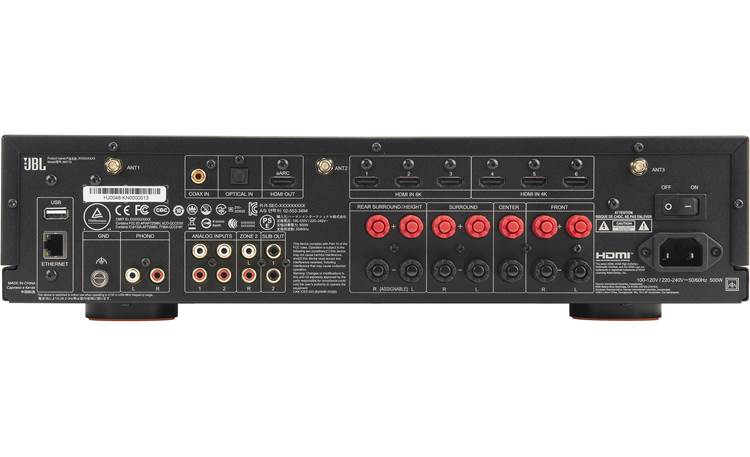 JBL MA710 7-channel amplification, multiple digital and analog connections, Wi-Fi, and Bluetooth