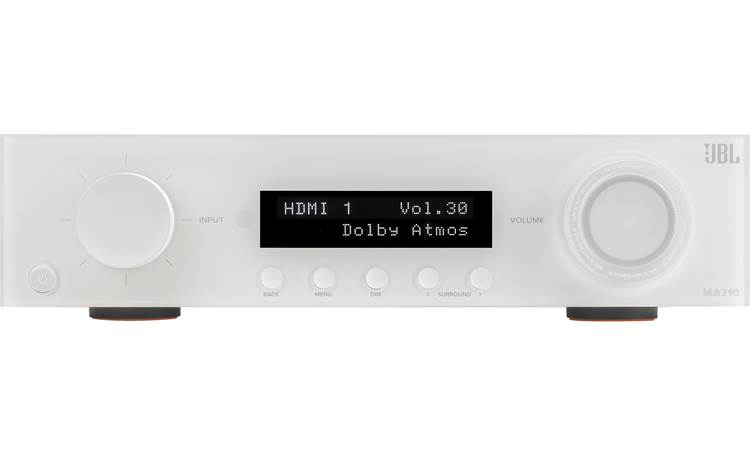 JBL MA710 Dimmable display and multiple controls right on the front panel