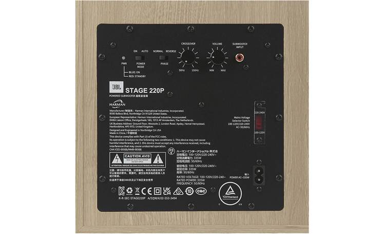 JBL Stage 220P Rear controls detail