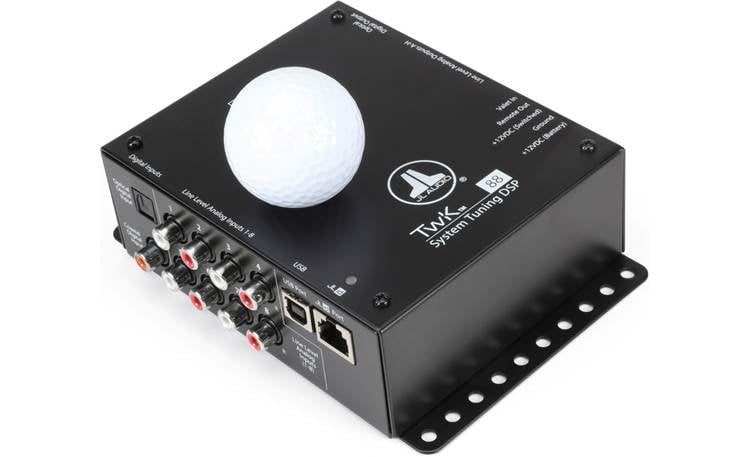 JL Audio TwK™ 88 System Tuning Processor golf ball shown for scale 