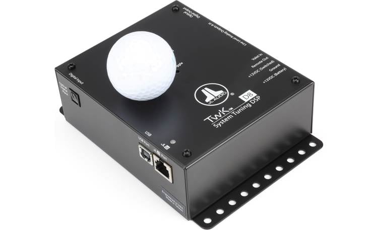 JL Audio TwK™ D8 System Tuning Processor golf ball shown for scale 