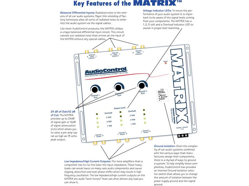 AudioControl Matrix (Gray) 6-channel line driver (Gray) at
