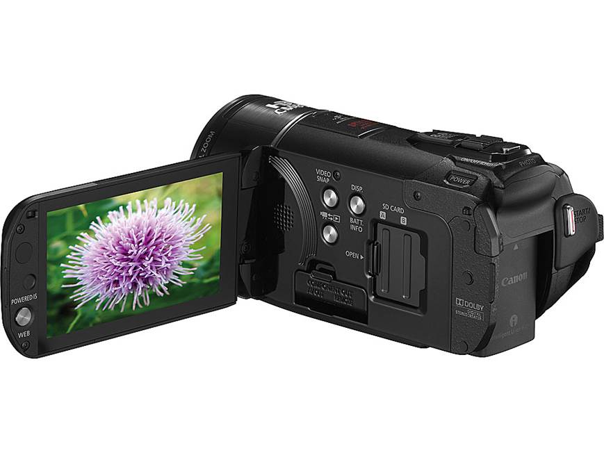 Canon VIXIA HF S200 HD camcorder with dual SD slots and 3-1/2