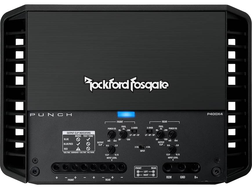 Rockford Fosgate Punch P400X4 4-channel car amplifier — 50 watts