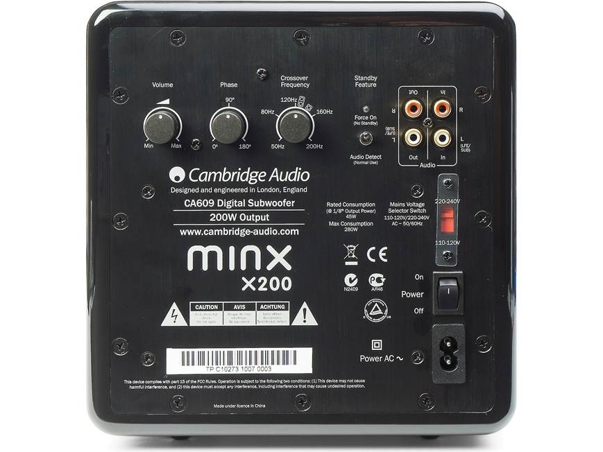 Cambridge Audio Minx X200 (Black) Ultra-compact powered subwoofer