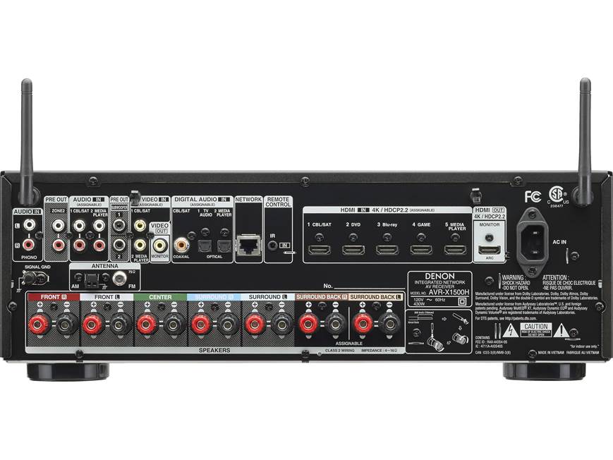 Denon AVR-X1500H 7.2-channel home theatre receiver with Wi-Fi