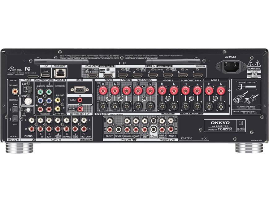 Onkyo TX-RZ730 9.2-channel home theatre receiver with Wi-Fi