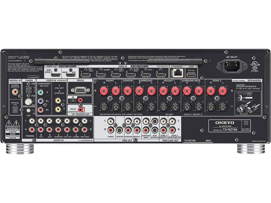 Onkyo TX-RZ740 9.2-channel home theatre receiver with Wi-Fi