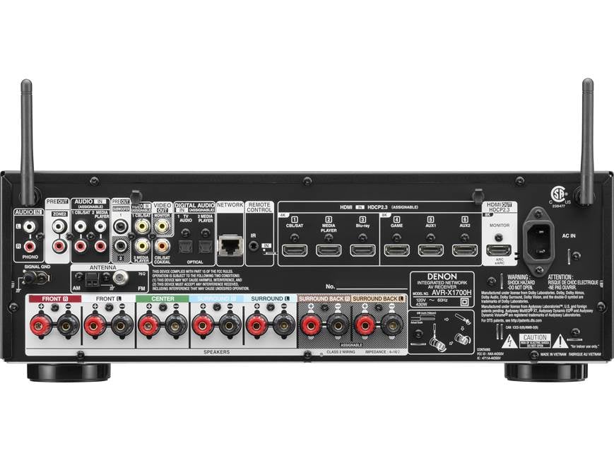 Denon AVR-X1700H 7.2-channel home theatre receiver with Wi-Fi