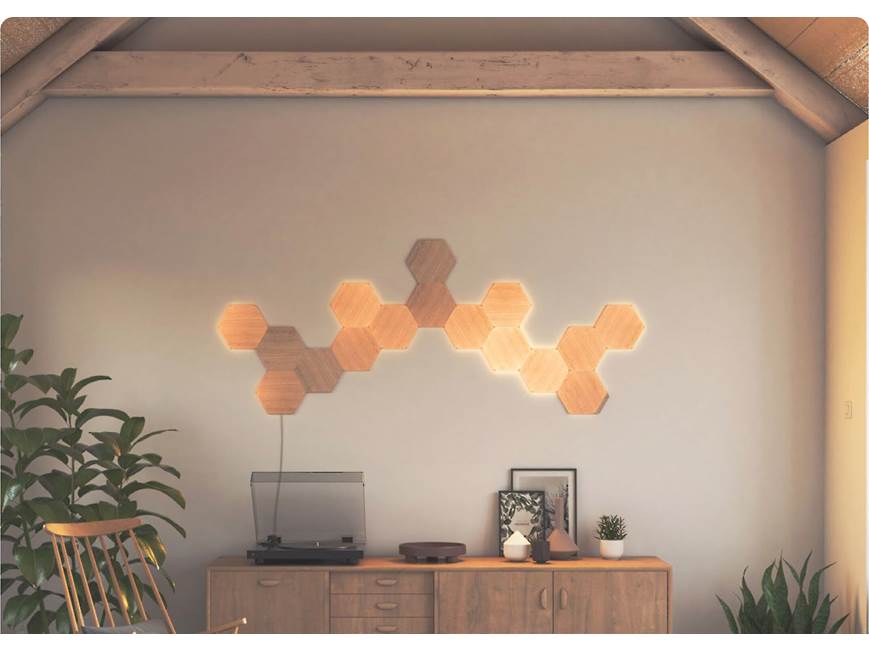 Nanoleaf Elements Smarter Kit Base kit with 7 wood-look hexagonal