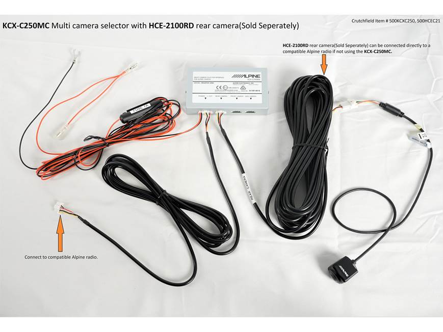 Alpine KCX-C250MC Multi-camera selector interface at Crutchfield