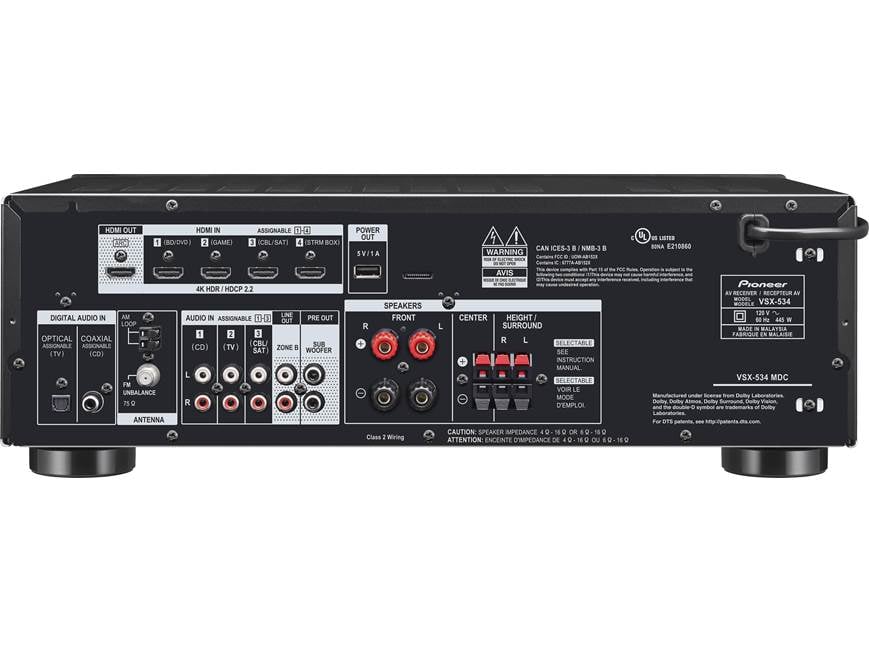 Pioneer VSX-534 5.2-channel home theatre receiver with Dolby Atmos