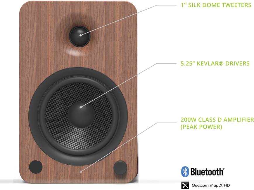 Kanto YU6 (Walnut) Powered stereo speakers with Bluetooth® and