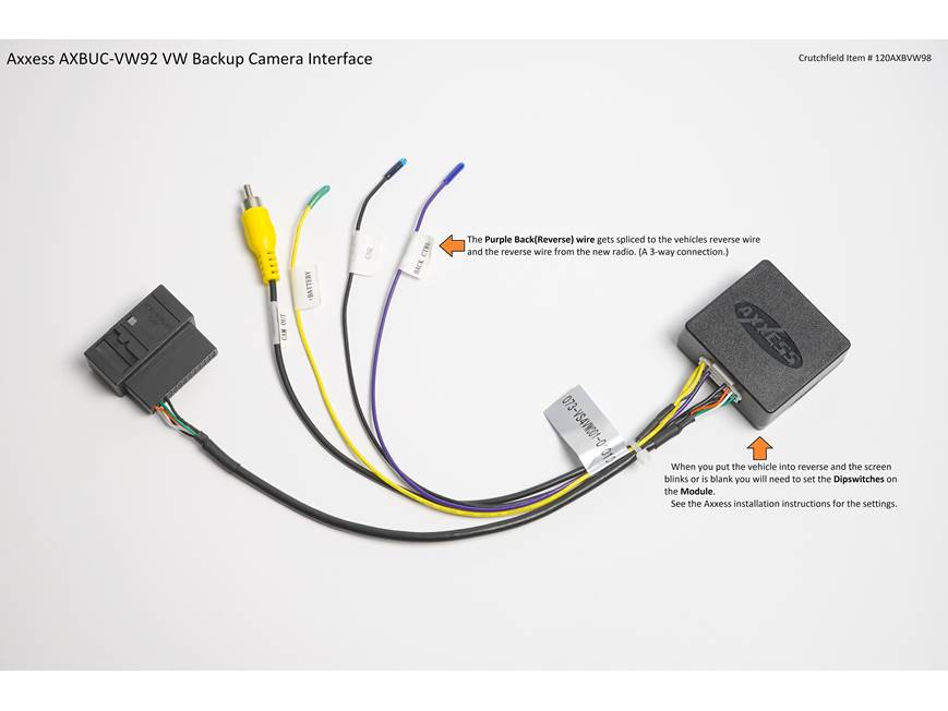 Axxess AXBUC-VW92 Backup Camera Harness Retain the factory backup Axxess AXBUC-VW92 Backup Camera Harness Retain the factory backup