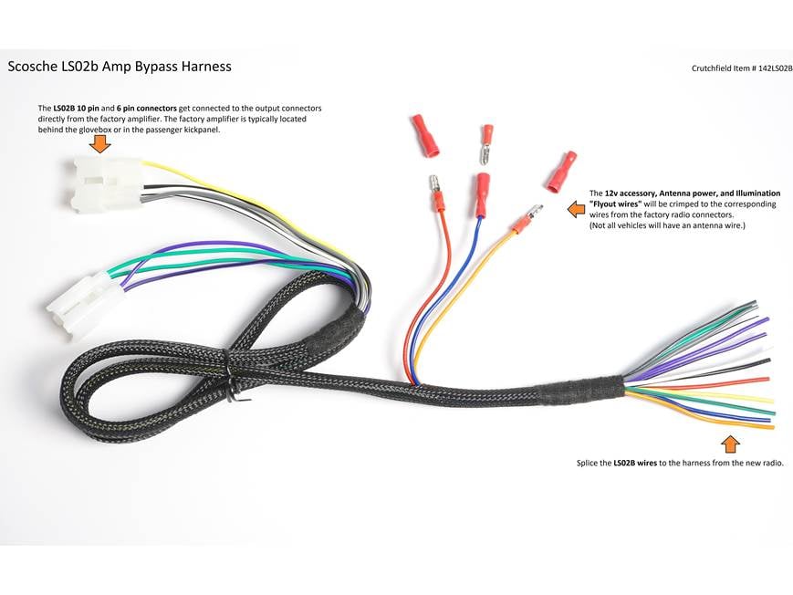 Scosche LS02B Amp Bypass Harness Connect a new car stereo and